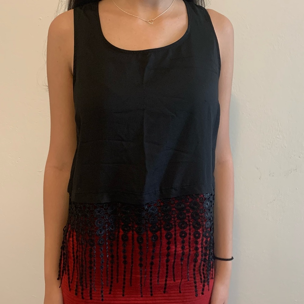 BLACK FRINGE TOP - Picture 3 of 5